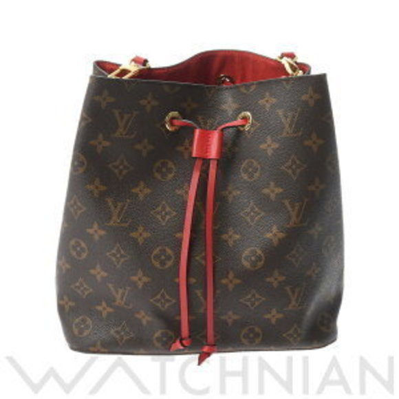 Louis Vuitton NeoNoe Coquelicot Red Brown Canvas Shoulder Bag - Picture 1 of 9